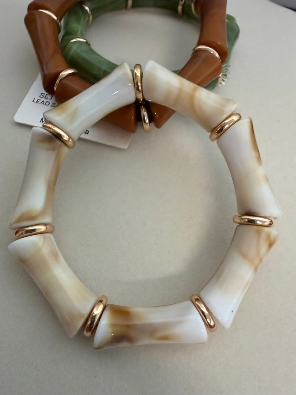 Piper K | Marbled Neutral Colored Bangle Stretch Bracelets